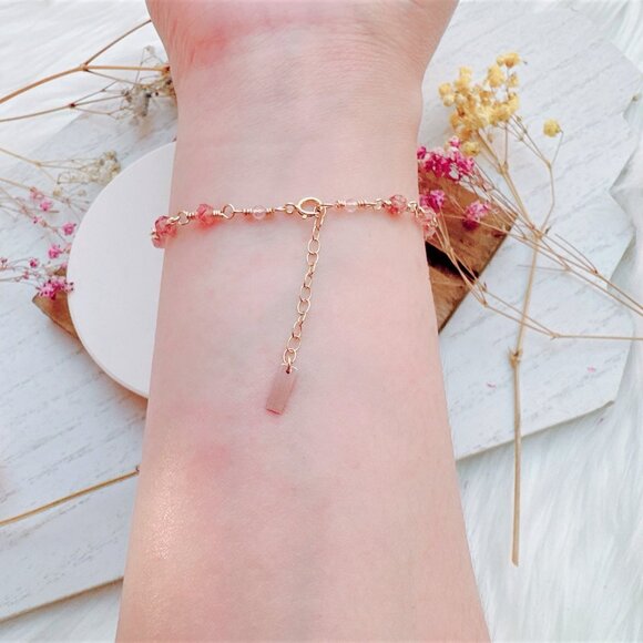 New Mini Strawberry Quartz Bracelet | Handmade in BC - Picture 4 of 6